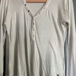 White Long Sleeve Henley Top